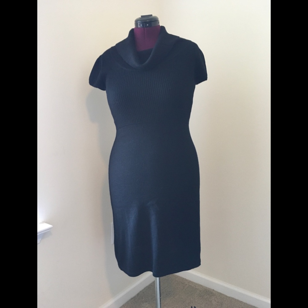 NWOT Calvin Klein knit, droop neck, black dress, size small